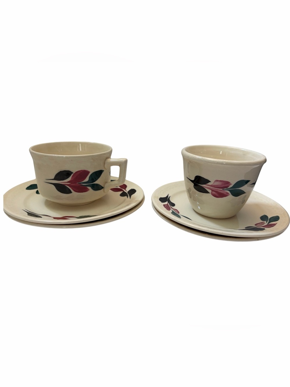 Vintage Southern Potteries Blue Ridge 6 pc. Tea Cups & Plates Set Hand-Painted